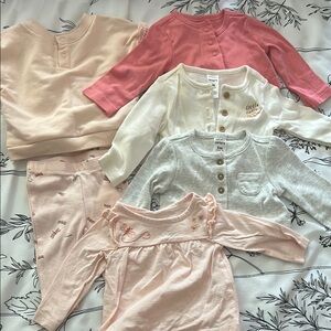 Baby Girl Clothing Set in Pink, White, and Gray
